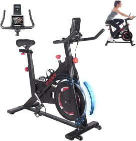 Black Stationary Bikes for Home Spin Indoor Exercise Bike with LCD Monitor and Comfortable Seat Cushion for Home Gym Cardio Fitness Training Black Stationary Bikes for Home Spin Indoor Exercise Bike with LCD Monitor and Comfortable Seat Cushion for Home Gym Cardio Fitness Training